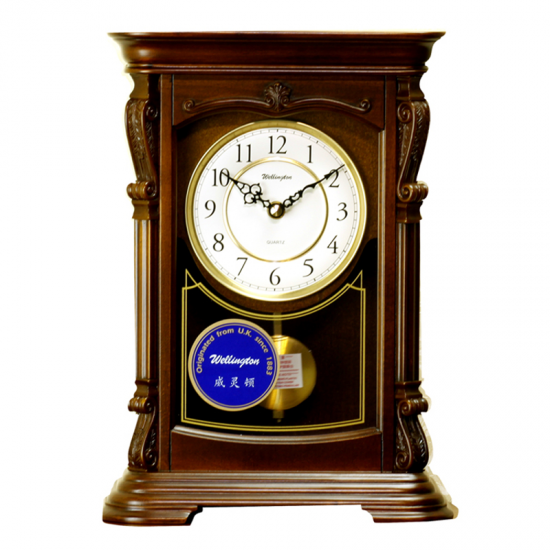 Simple solid wood wall clock living room dining room silent European-style round quartz clock new Chinese home atmospheric clock
