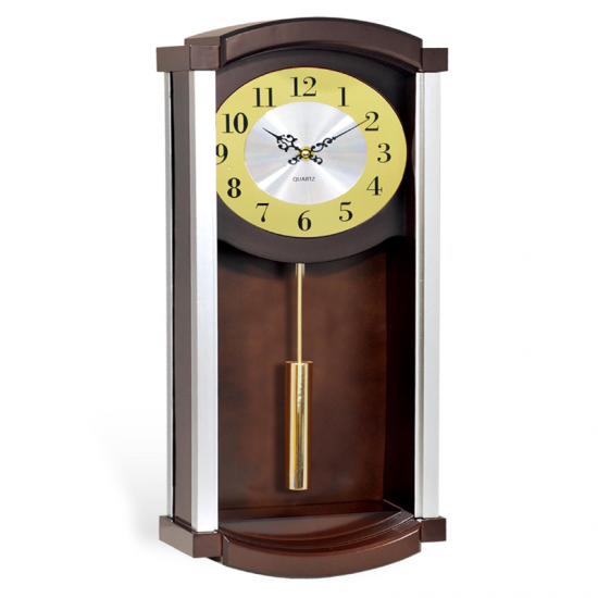 Simple solid wood wall clock living room dining room silent European-style round quartz clock new Chinese home atmospheric clock