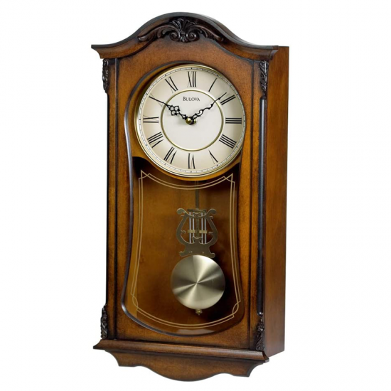Simple solid wood wall clock living room dining room silent European-style round quartz clock new Chinese home atmospheric clock