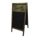 2-Sided Torched Wood A-Frame Chalkboard Sign, Sidewalk Cafe Menu Sandwich Board