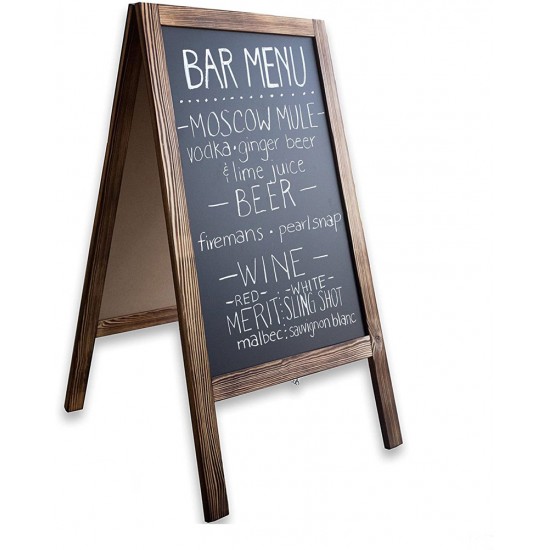 Frame Magnetic Chalkboard Sign 40 x 20 Inches, Classic Wooden Freestanding Sidewalk Sign, Double-Sided Sign Board