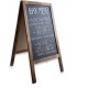 2-Sided Torched Wood A-Frame Chalkboard Sign, Sidewalk Cafe Menu Sandwich Board