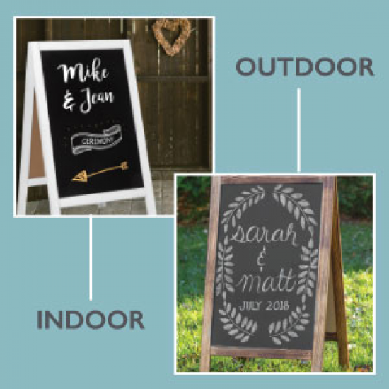 Frame Magnetic Chalkboard Sign 40 x 20 Inches, Classic Wooden Freestanding Sidewalk Sign, Double-Sided Sign Board