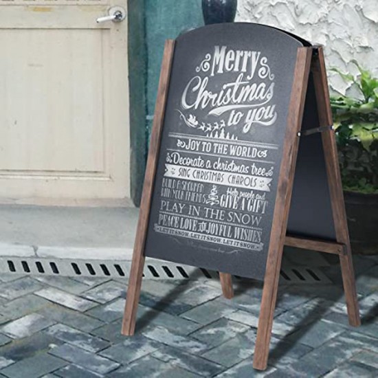 Frame Magnetic Chalkboard Sign 40 x 20 Inches, Classic Wooden Freestanding Sidewalk Sign, Double-Sided Sign Board