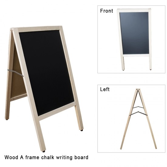 2-Sided Torched Wood A-Frame Chalkboard Sign, Sidewalk Cafe Menu Sandwich Board