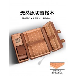 Portable Cigar Humidor Case – Cedar-Lined Travel Set (Holds 7 Cigars)