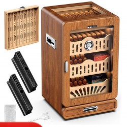 Compact Cedar Cigar Humidor – Large-Capacity 4-Tier Aging & Conditioning Box with Viewing Window