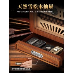 Compact Cedar Cigar Humidor – Large-Capacity 4-Tier Aging & Conditioning Box with Viewing Window