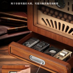 Compact Cedar Cigar Humidor – Large-Capacity 4-Tier Aging & Conditioning Box with Viewing Window