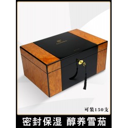 High-Capacity Cigar Humidor – Premium Piano-Finish Box with Spanish Cedar Shelves; Ideal for Aging and Storage