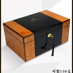 High-Capacity Cigar Humidor – Premium Piano-Finish Box with Spanish Cedar Shelves; Ideal for Aging and Storage