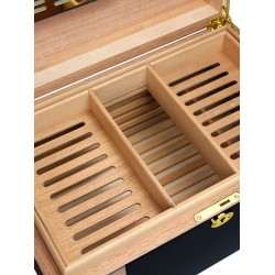High-Capacity Cigar Humidor – Premium Piano-Finish Box with Spanish Cedar Shelves; Ideal for Aging and Storage