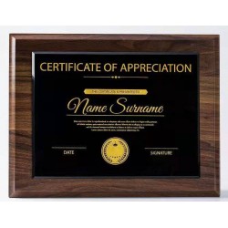 2026 Premium Walnut-Colored Blank Medal Wooden Base Authorized Plate Frame Award Certificate