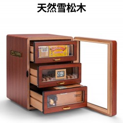 Qielong Cedar Wood Cigar Humidor – Large-Capacity, Double-Layer Box (Holds 50 Cigars)