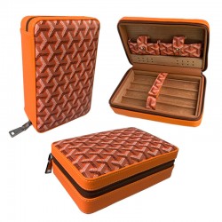 Engraved Portable Cigar Case – Cedar-Lined Humidor & Genuine Leather Storage Case