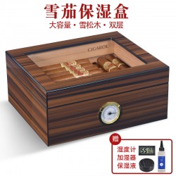 Large-Capacity Cedar Cigar Humidor – Professional Airtight Double-Layer Storage Case