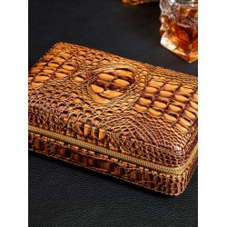LUXFO Portable Cigar Case Set, Cedar Wood Humidor, Personalized Cigar Leather Pouch with Cigar Cutter and Lighter