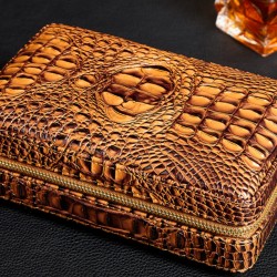 LUXFO Portable Cigar Case Set, Cedar Wood Humidor, Personalized Cigar Leather Pouch with Cigar Cutter and Lighter