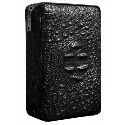 LUXFO Portable Cigar Case Set, Cedar Wood Humidor, Personalized Cigar Leather Pouch with Cigar Cutter and Lighter