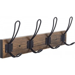 HTJX Rustic Coat Rack, Wall Mounted Coat Hook with 4 Farmhouse Hooks, Solid Pine Wood, Perfect Touch for Your Entryway Bathroom Kitchen to Hang Coat Clothes Hat Purse Bag Towel Robes (Brown) HTJX Rustic Coat Rack, Wall Mounted Coat Hook with 4 Farmhouse Hooks, Solid Pine Wood, Perfect Touch for Your Entryway Bathroom Kitchen to Hang Coat Clothes Hat Purse Bag Towel Robes (Brown)