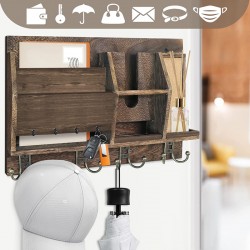 HTJX Wooden Key Holder for Wall, Mail Organizer Wall Mount with 4 Key Hooks, Wall Mounted Hanging Keys Rack with Sunglasses Storage, Rustic Home Decor for Entryway HTJX Wooden Key Holder for Wall, Mail Organizer Wall Mount with 4 Key Hooks, Wall Mounted Hanging Keys Rack with Sunglasses Storage, Rustic Home Decor for Entryway