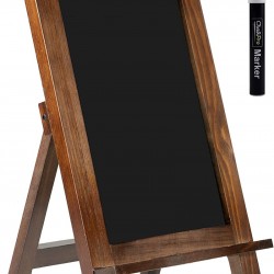 Wooden Framed Standing Chalkboard Sign (Rustic Brown) + Includes White Chalk Marker | Magnetic Non-Porous Memo Board | Décor for Kitchen, Home, Bar, Countertop, Wedding, Café, and Restaurant Wooden Framed Standing Chalkboard Sign (Rustic Brown) + Includes White Chalk Marker | Magnetic Non-Porous Memo Board | Décor for Kitchen, Home, Bar, Countertop, Wedding, Café, and Restaurant