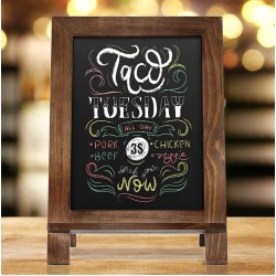 Wooden Framed Standing Chalkboard Sign (Rustic Brown) + Includes White Chalk Marker | Magnetic Non-Porous Memo Board | Décor for Kitchen, Home, Bar, Countertop, Wedding, Café, and Restaurant