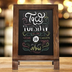 Wooden Framed Standing Chalkboard Sign (Rustic Brown) + Includes White Chalk Marker | Magnetic Non-Porous Memo Board | Décor for Kitchen, Home, Bar, Countertop, Wedding, Café, and Restaurant Wooden Framed Standing Chalkboard Sign (Rustic Brown) + Includes White Chalk Marker | Magnetic Non-Porous Memo Board | Décor for Kitchen, Home, Bar, Countertop, Wedding, Café, and Restaurant