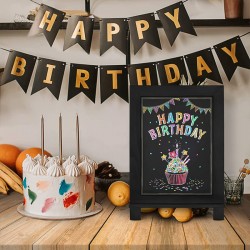 Wooden Chalkboard Sign, Tabletop Magnetic Chalkboard with Stand（Black）Small Countertop Chalkboard Easel Kitchen Memo Board Décor for Home, Café, Wedding
