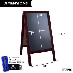 Wooden A-Frame Sign with Eraser & Chalk - 40 x 20 Inches Magnetic Sidewalk Chalkboard – Sturdy Freestanding Sandwich Board Menu Display for Restaurant, Business or Wedding