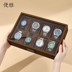 Bianya Wood Grain Leather Soft Pillow Watch Storage Box, Home Watch Placement Box, Watch Collection Case, Watch Box, Display Box
