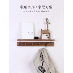 No-Drill Black Walnut Wall-Mounted Coat Hook, Entryway Key Hook, Doorway Organizer, and Wall-Mounted Storage Rack