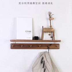 No-Drill Black Walnut Wall-Mounted Coat Hook, Entryway Key Hook, Doorway Organizer, and Wall-Mounted Storage Rack