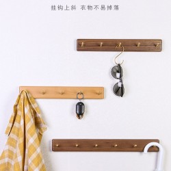 No-Drill Black Walnut Wall-Mounted Coat Hook, Entryway Key Hook, Doorway Organizer, and Wall-Mounted Storage Rack