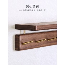No-Drill Black Walnut Wall-Mounted Coat Hook, Entryway Key Hook, Doorway Organizer, and Wall-Mounted Storage Rack