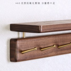 No-Drill Black Walnut Wall-Mounted Coat Hook, Entryway Key Hook, Doorway Organizer, and Wall-Mounted Storage Rack