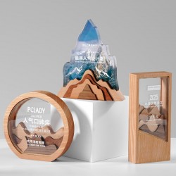 Custom Crystal Award Trophy with Solid Wood Base – Premium Recognition Item for Outstanding Employees, Annual Corporate Awards Ceremony, Commemorative Honor Gift, and Authorized Corporate Plaque