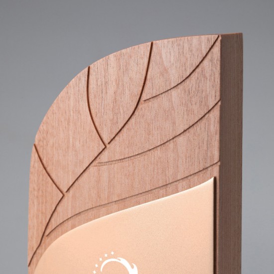 Corporate employee recognition wood trophy