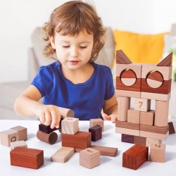 High Quality Customized Classical Beech Wood Material Castle Block Sets Construction Toy Wooden Castle Blocks for Kids