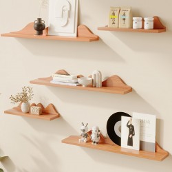Solid Wood Wall-Mounted Shelf, Nordic-Style Horizontal Wall Shelf for Books and Newspapers, TV Wall Shelf