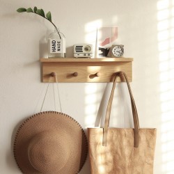 Wall-mounted shelf, solid wood hooks, wall-mounted wooden board, partition shelf, wall-mounted wooden storage shelf