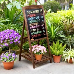 Vintage vertical small blackboard for street vending, floor-standing advertising board for coffee shops, display board, handwritten event sign at the door