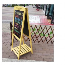 Vintage vertical small blackboard for street vending, floor-standing advertising board for coffee shops, display board, handwritten event sign at the door