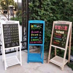 Vintage vertical small blackboard for street vending, floor-standing advertising board for coffee shops, display board, handwritten event sign at the door