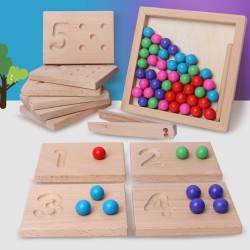 Montessori Counting Tracing Boards Number Matching Board Game Wooden Clip Beads Toys Educational Puzzle Toys for Kids Learning