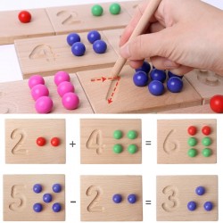 Montessori Counting Tracing Boards Number Matching Board Game Wooden Clip Beads Toys Educational Puzzle Toys for Kids Learning