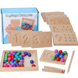 Montessori Counting Tracing Boards Number Matching Board Game Wooden Clip Beads Toys Educational Puzzle Toys for Kids Learning