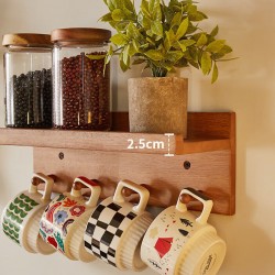 olid wood wall-mounted shelf, wall(wall board), hanging wall single-row shelf, wall floating panel with hooks display rack