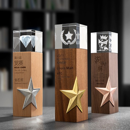 Laser-Engraved Wooden Trophy  