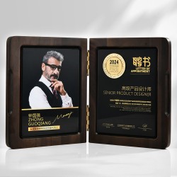 Solid wood medal certificate hinge-style authorization plaque appointment letter franchisee honor flip honor plate black